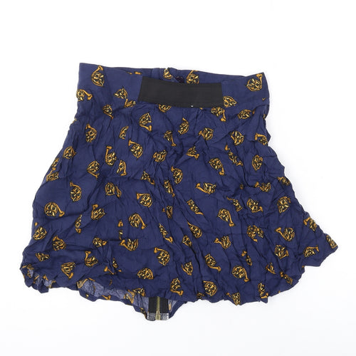 Cooperative Womens Blue Geometric Viscose Mini Skirt Size S Zip