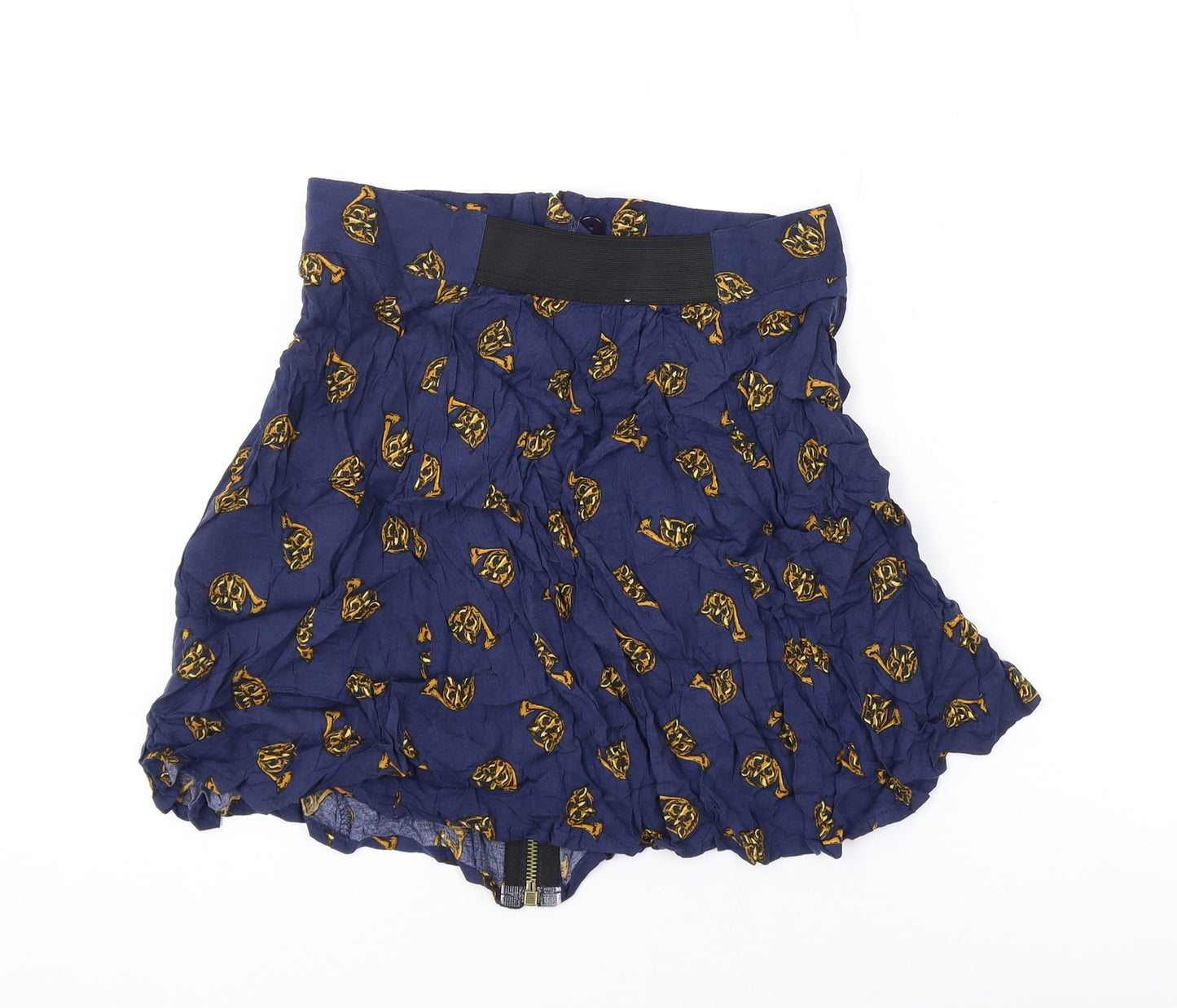 Cooperative Womens Blue Geometric Viscose Mini Skirt Size S Zip