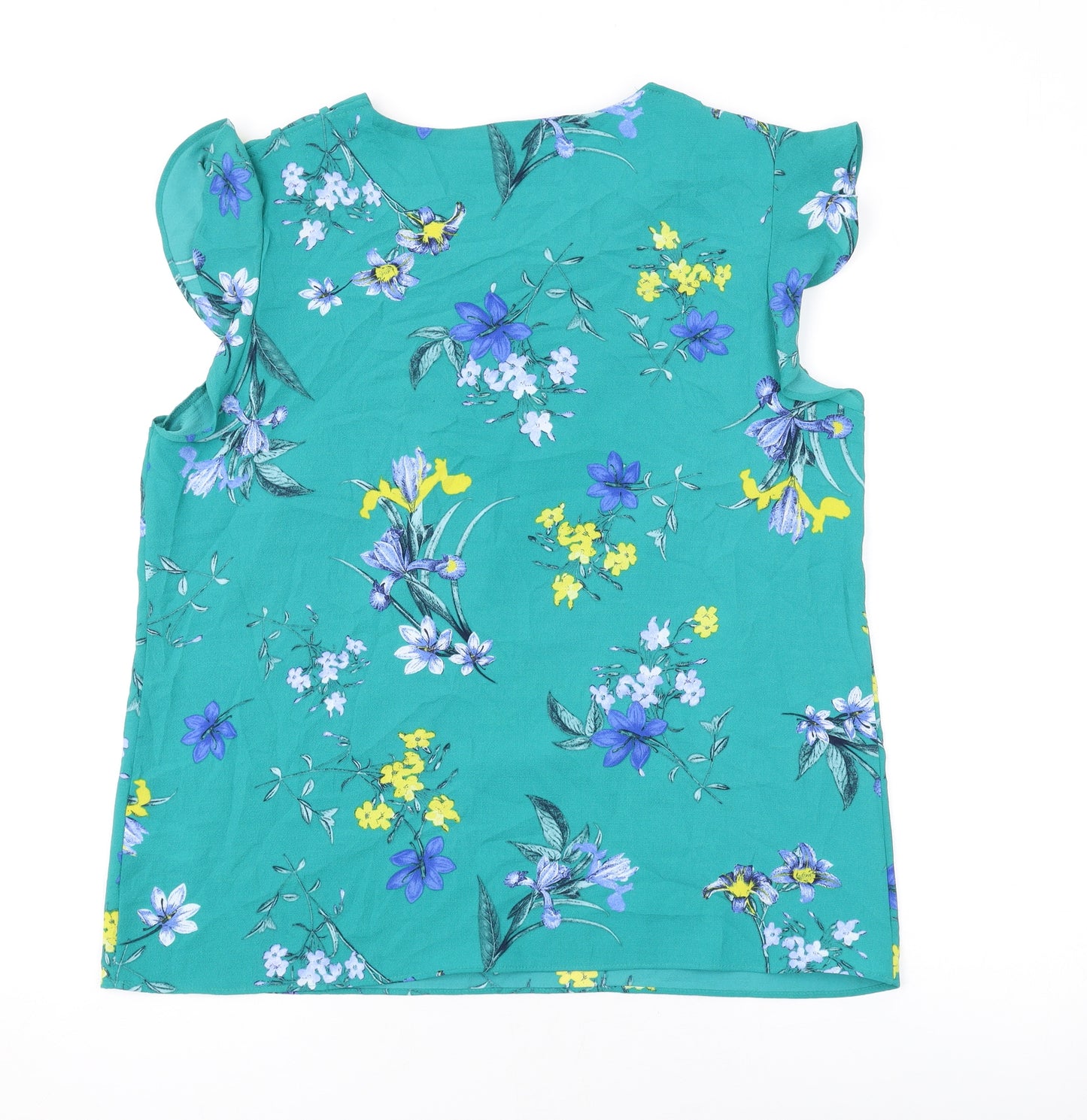 Bonmarché Womens Green Floral Polyester Basic Tank Size 14 Round Neck