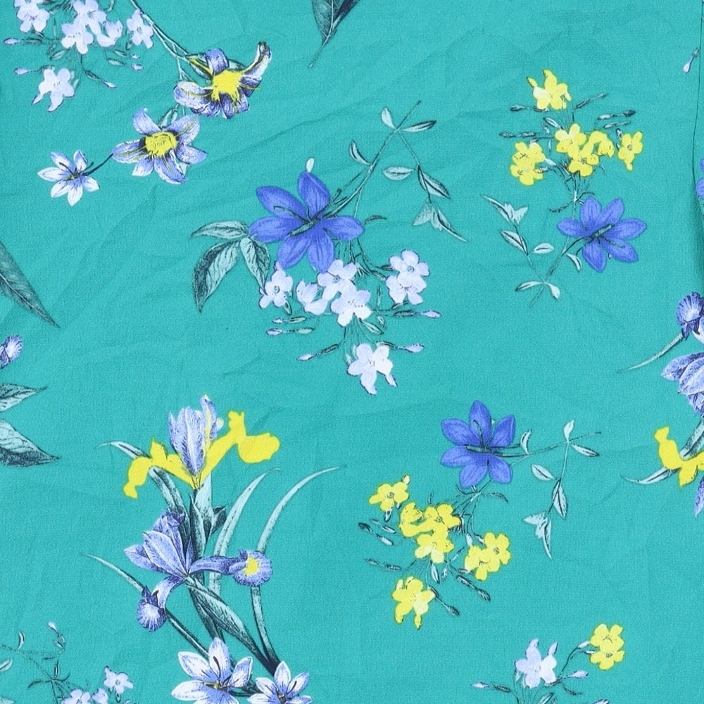 Bonmarché Womens Green Floral Polyester Basic Tank Size 14 Round Neck