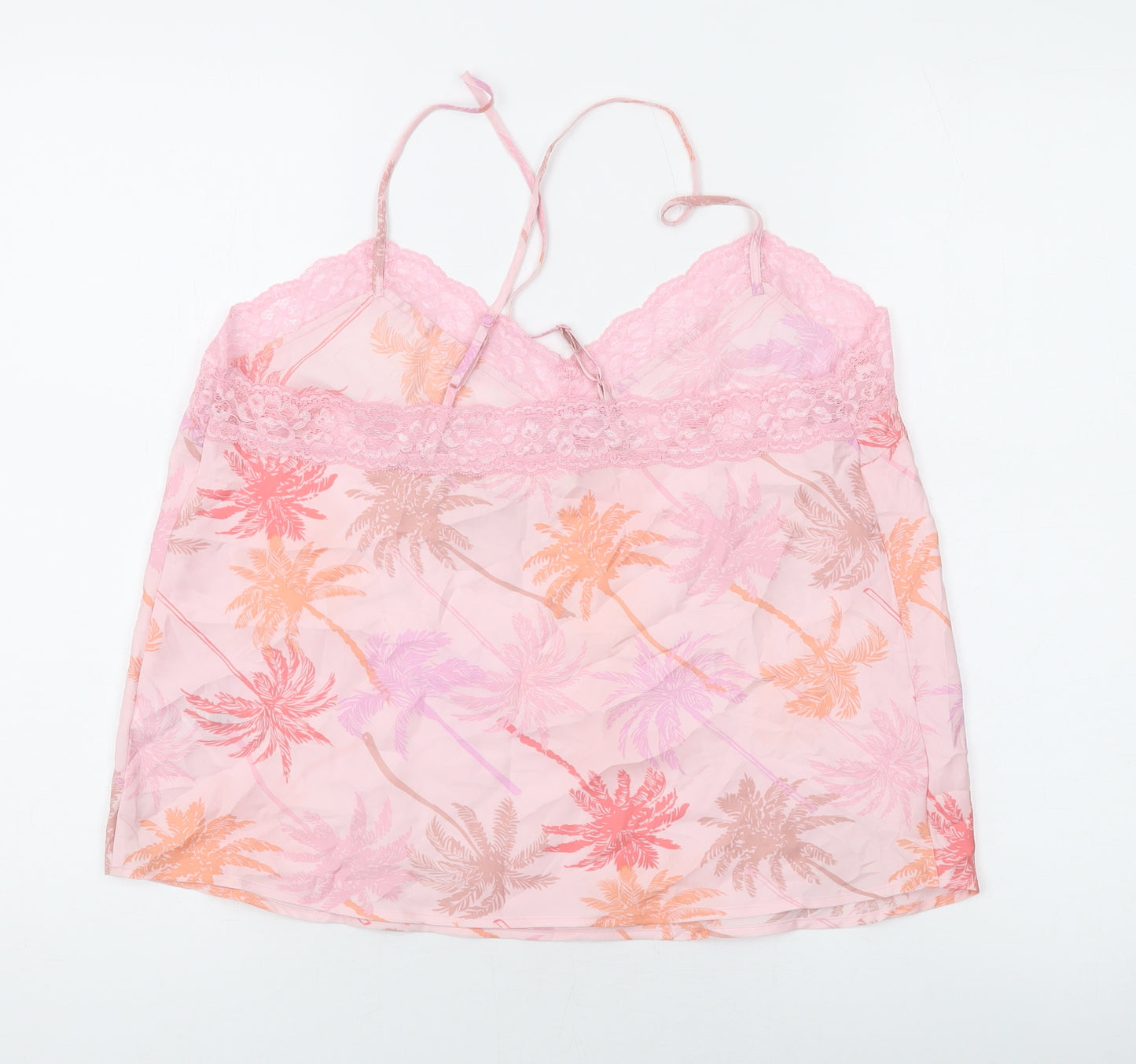 Marks and Spencer Womens Pink Geometric Polyester Camisole Tank Size 14 V-Neck