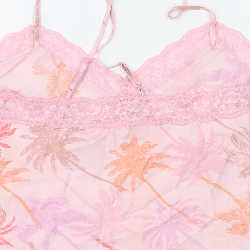 Marks and Spencer Womens Pink Geometric Polyester Camisole Tank Size 14 V-Neck