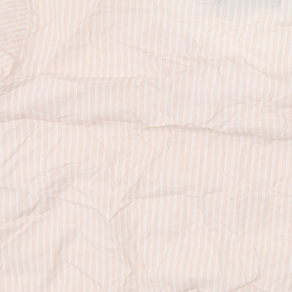 Marks and Spencer Womens Pink Striped Cotton Basic Blouse Size 18 V-Neck