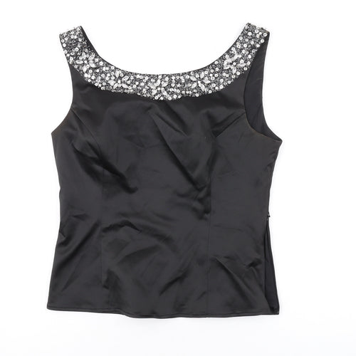 Kaliko Womens Black Polyester Basic Tank Size 12 Scoop Neck
