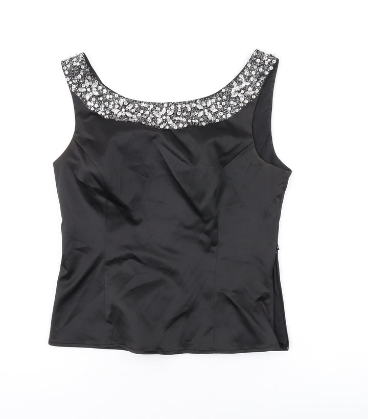 Kaliko Womens Black Polyester Basic Tank Size 12 Scoop Neck