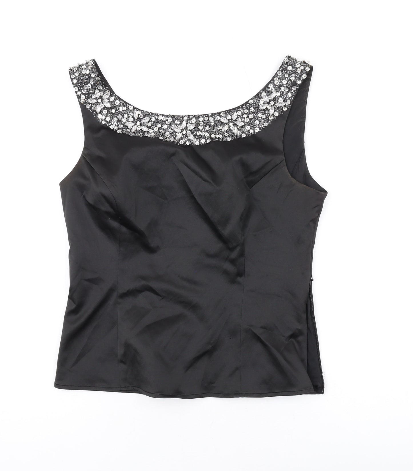 Kaliko Womens Black Polyester Basic Tank Size 12 Scoop Neck