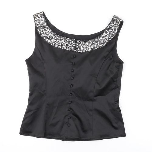 Kaliko Womens Black Polyester Basic Tank Size 12 Scoop Neck