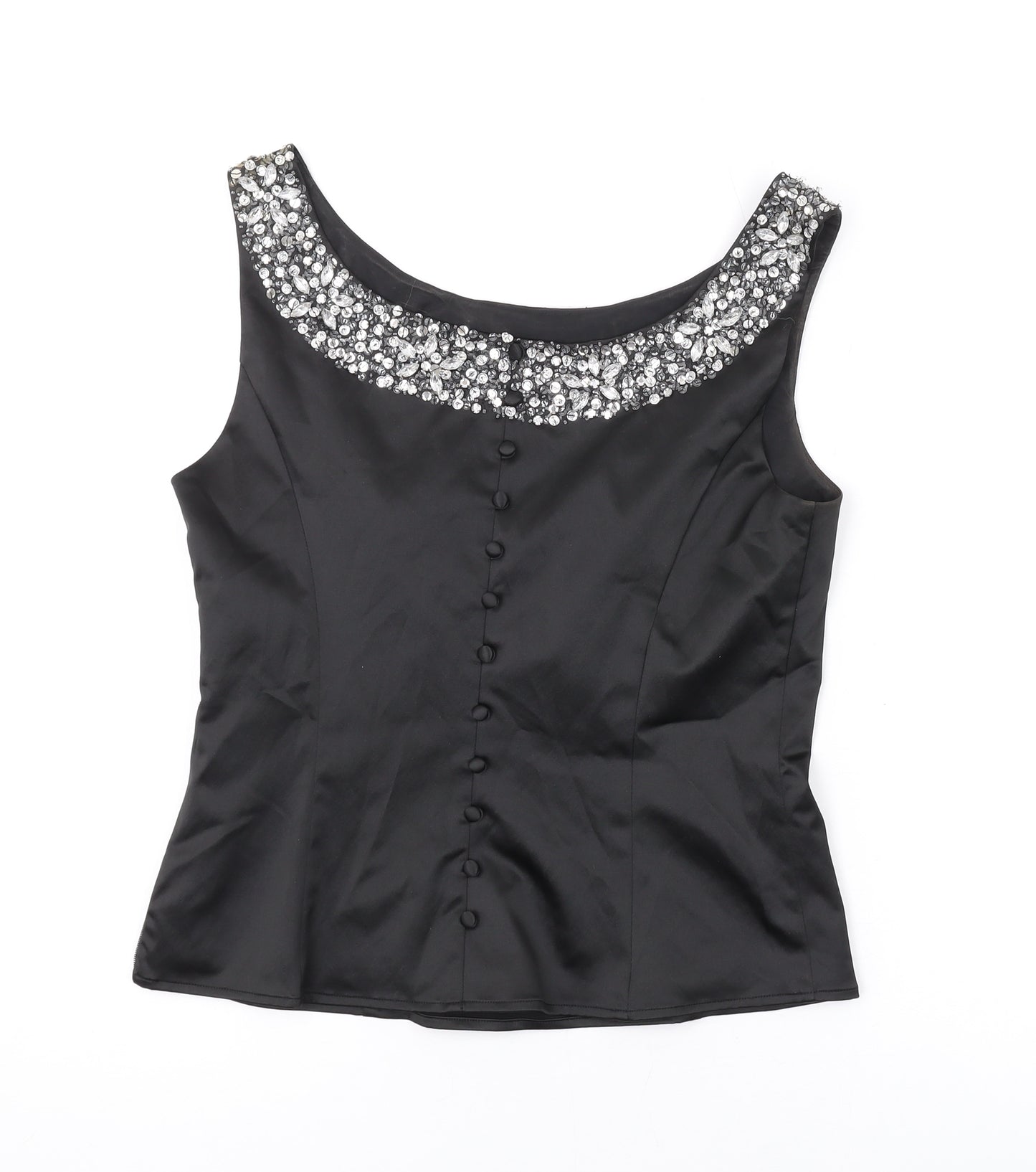 Kaliko Womens Black Polyester Basic Tank Size 12 Scoop Neck