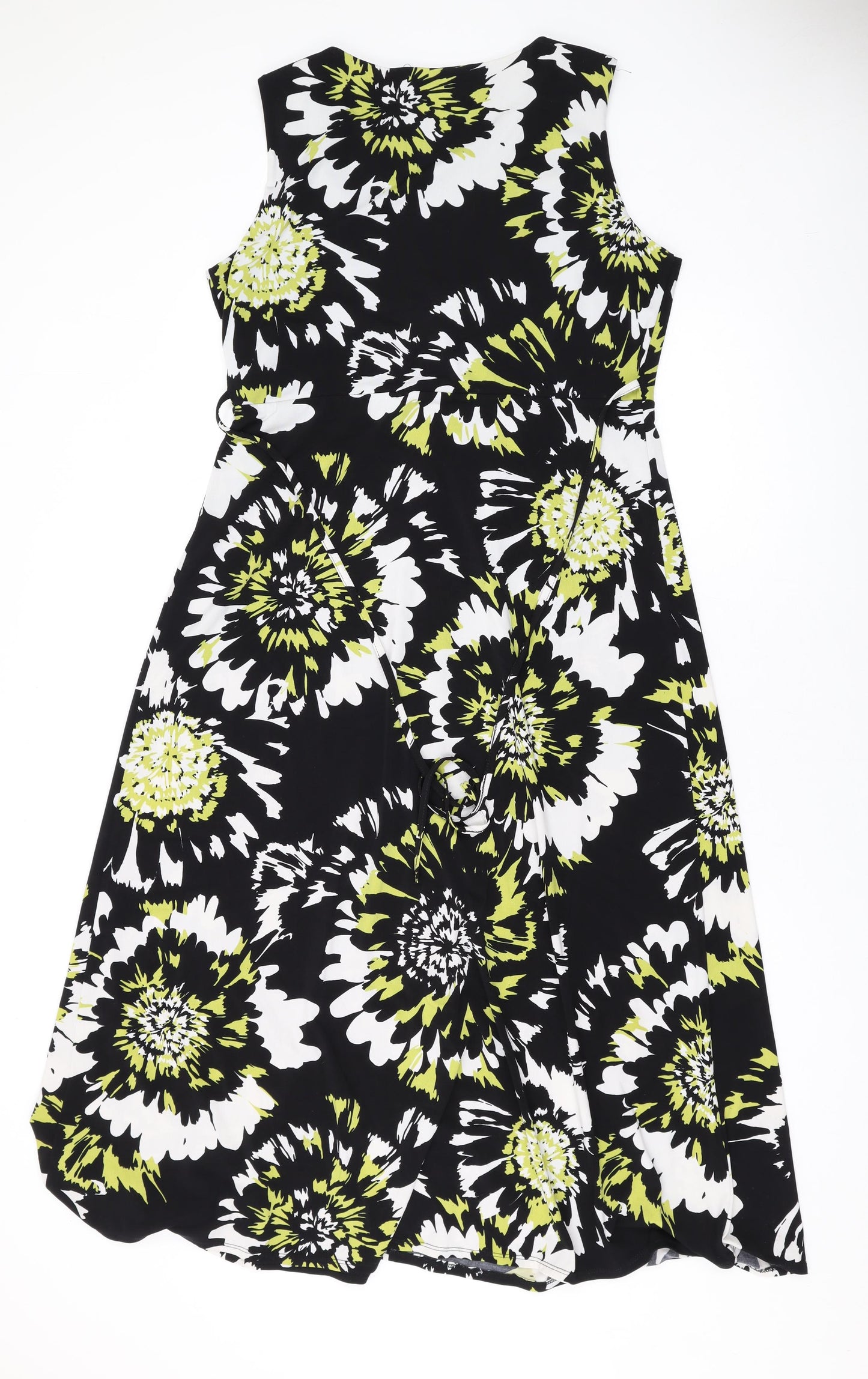 Bonmarché Womens Black Floral Polyester Maxi Size 16 V-Neck Pullover