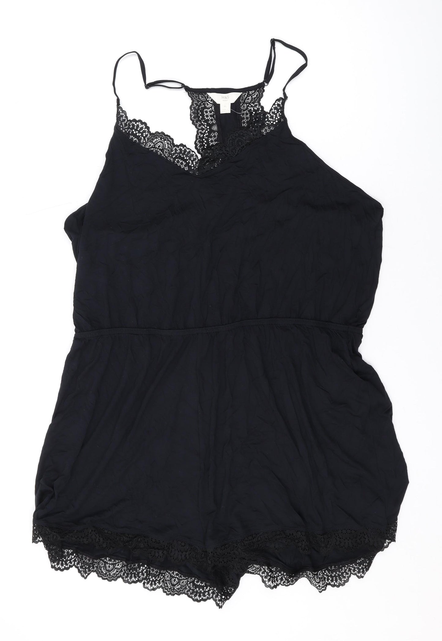 Marks and Spencer Womens Black Solid Cotton Cami One Piece Size XL