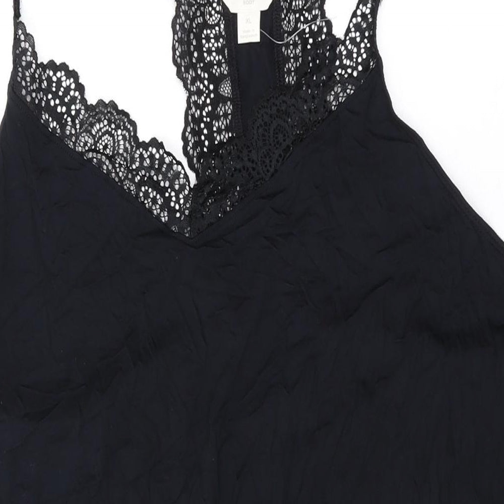 Marks and Spencer Womens Black Solid Cotton Cami One Piece Size XL
