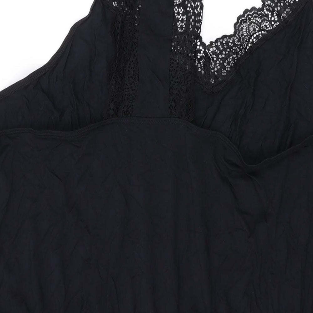 Marks and Spencer Womens Black Solid Cotton Cami One Piece Size XL