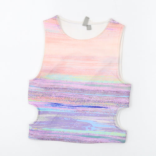 ASOS Womens Multicoloured Polyester Cropped Tank Size 8 Round Neck