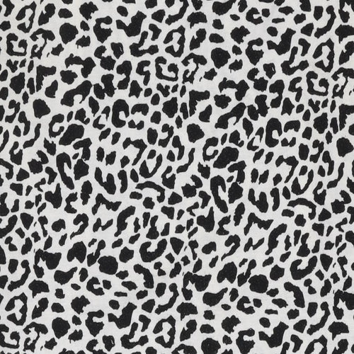 Juno Jacks Womens White Animal Print Cotton T-Shirt Dress Size 8 Round Neck Zip