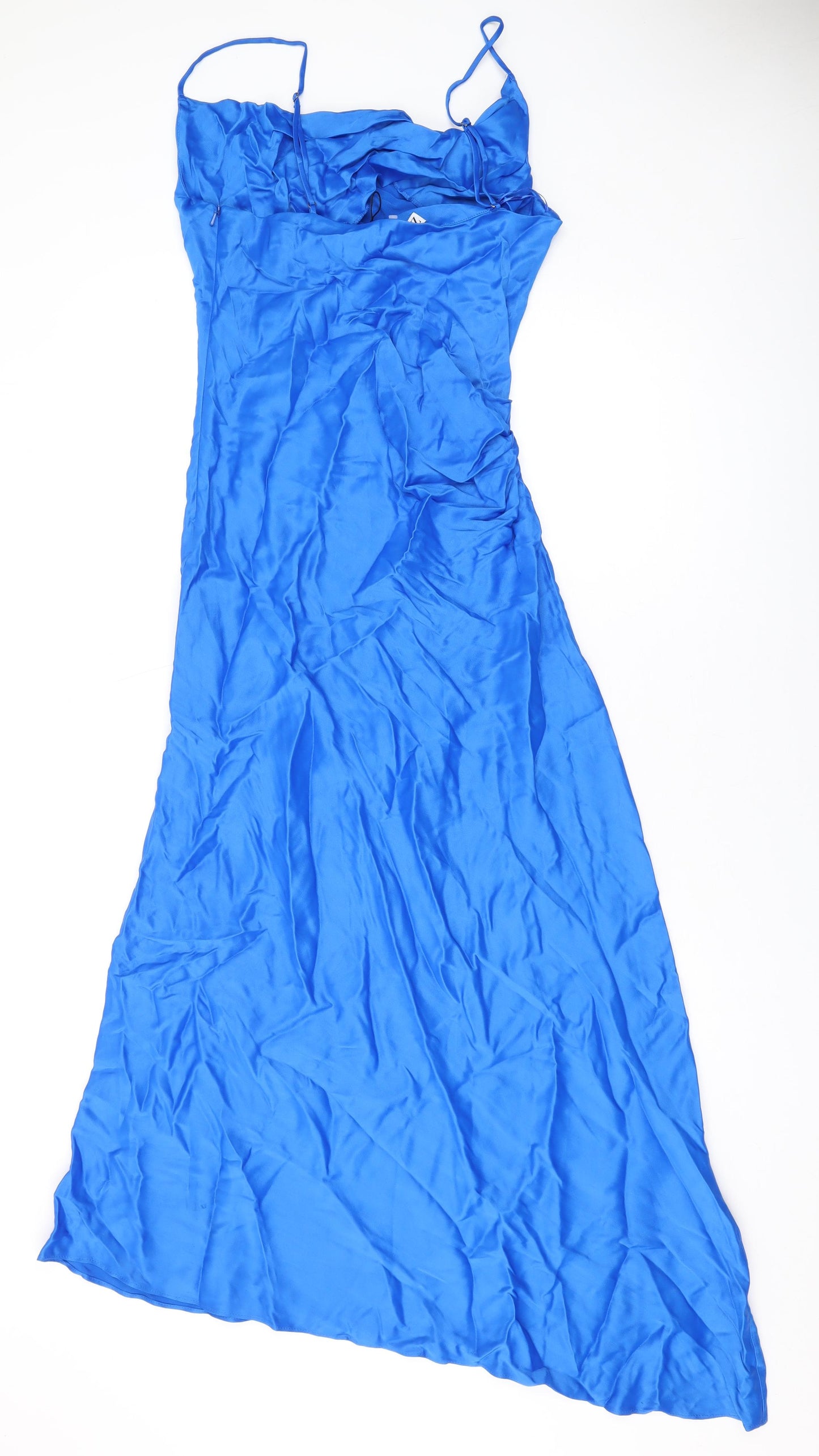 Zara Womens Blue Viscose Maxi Size M Cowl Neck Zip