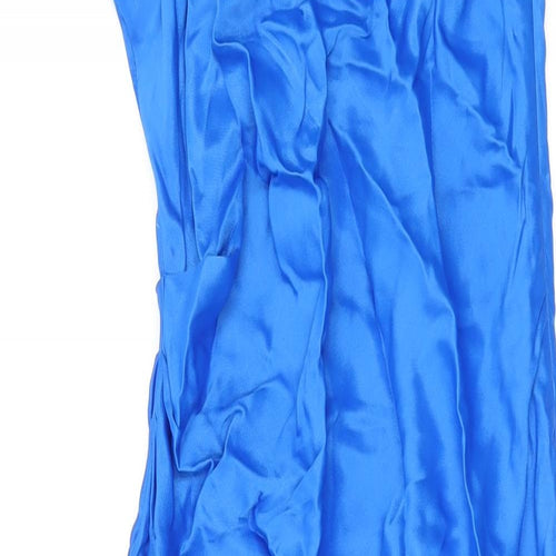 Zara Womens Blue Viscose Maxi Size M Cowl Neck Zip