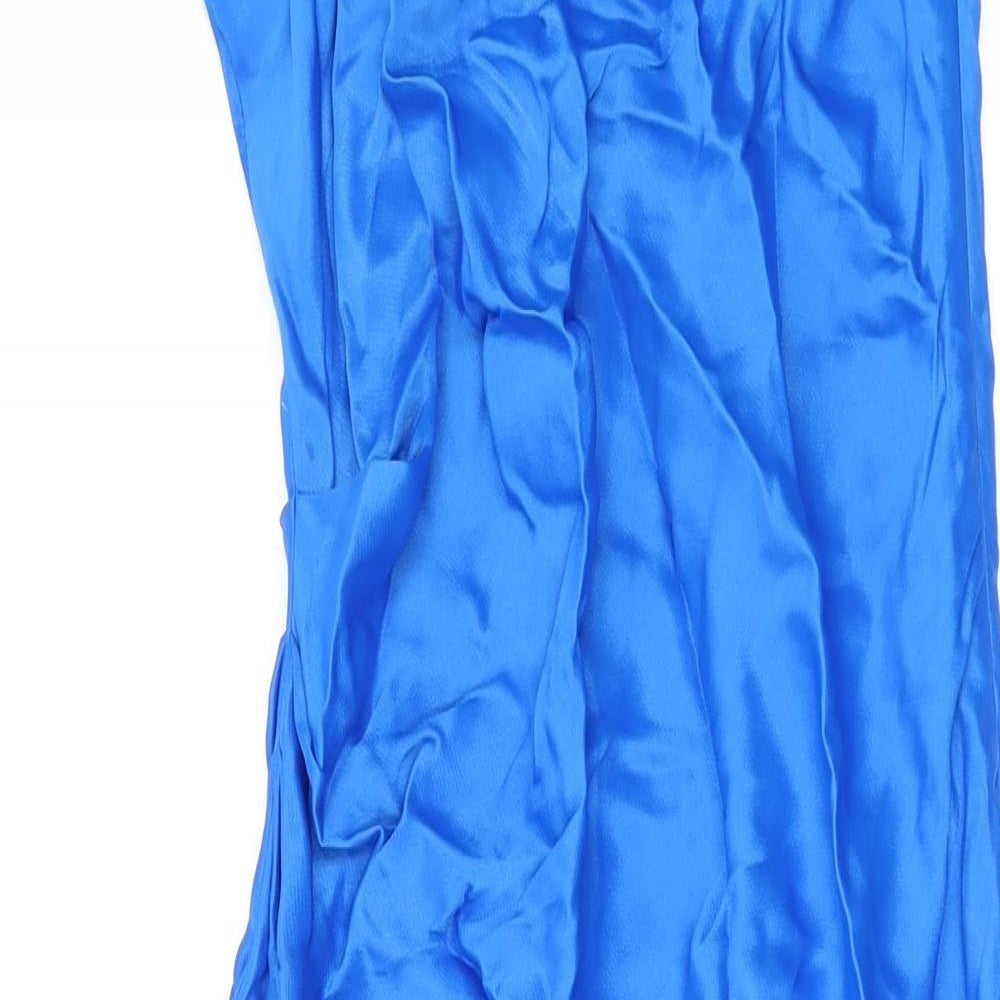 Zara Womens Blue Viscose Maxi Size M Cowl Neck Zip