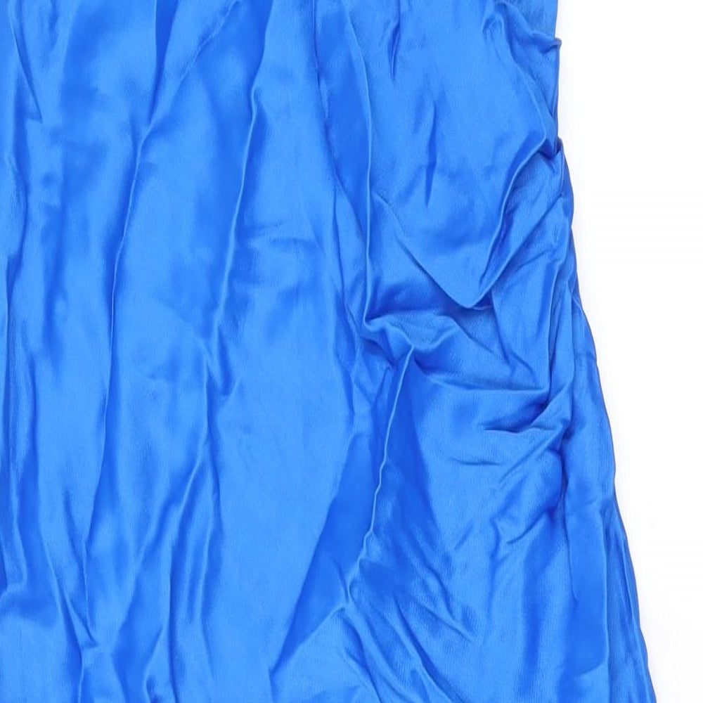 Zara Womens Blue Viscose Maxi Size M Cowl Neck Zip