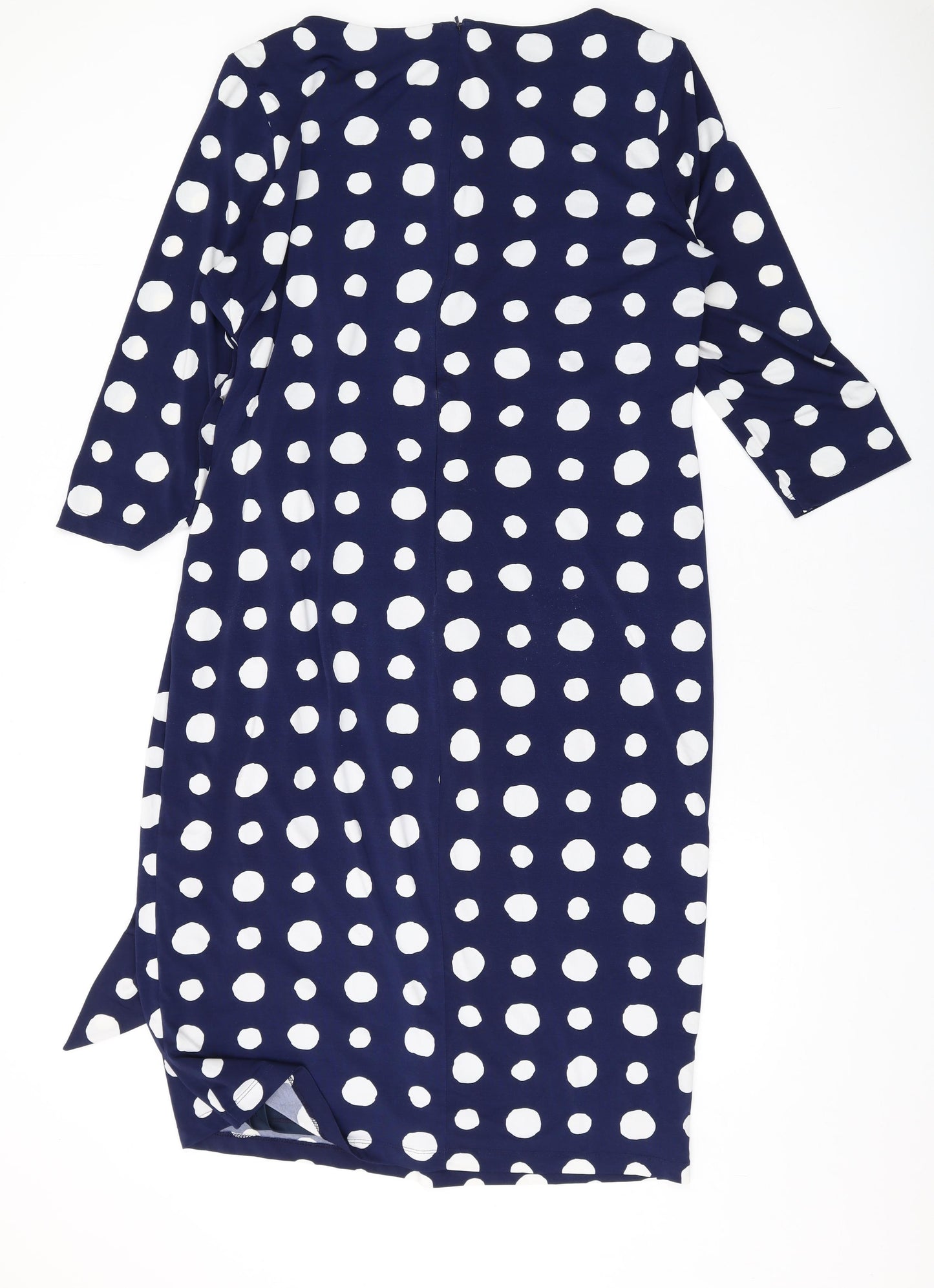 Jaques Vert Womens Blue Polka Dot Polyester A-Line Size 18 Round Neck Zip