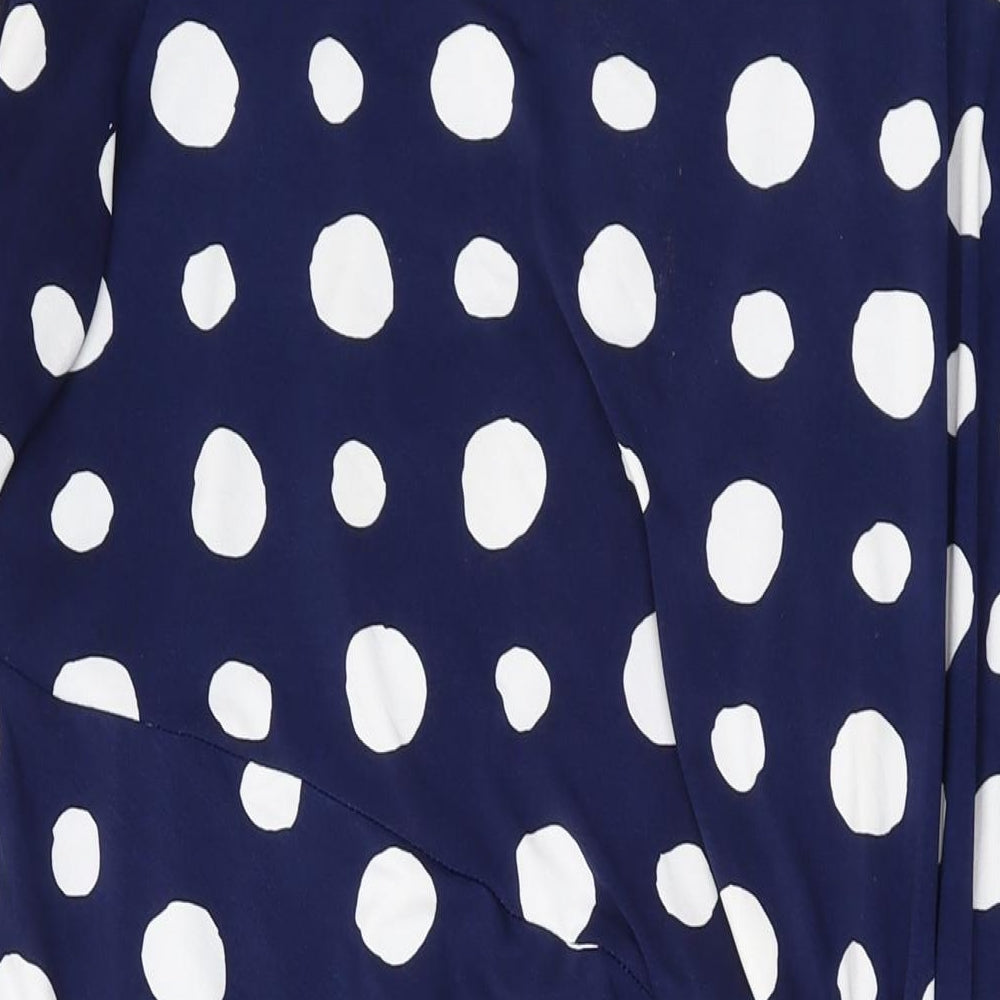 Jaques Vert Womens Blue Polka Dot Polyester A-Line Size 18 Round Neck Zip