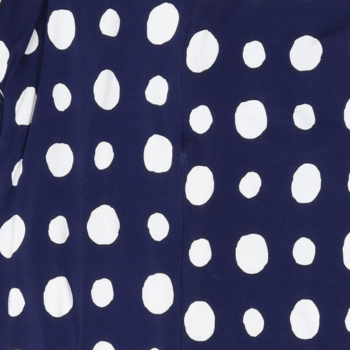 Jaques Vert Womens Blue Polka Dot Polyester A-Line Size 18 Round Neck Zip