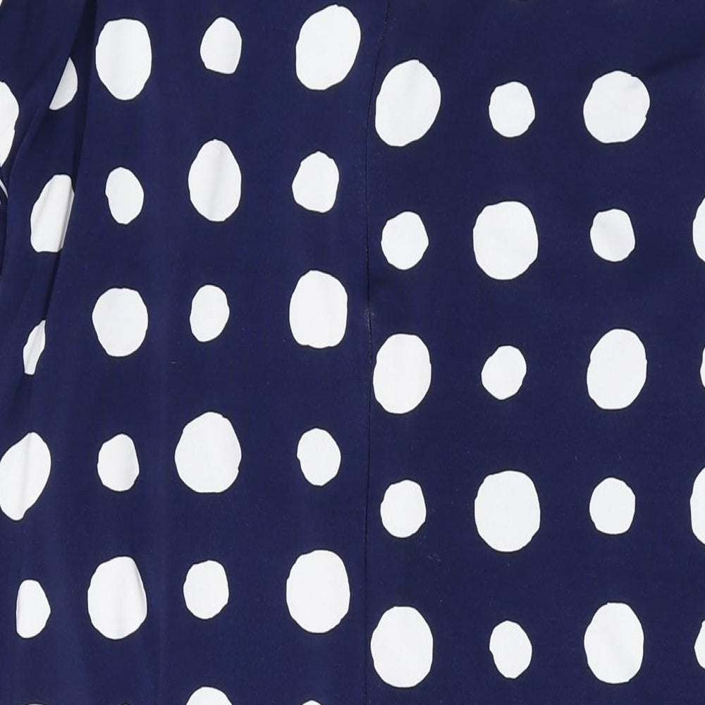 Jaques Vert Womens Blue Polka Dot Polyester A-Line Size 18 Round Neck Zip