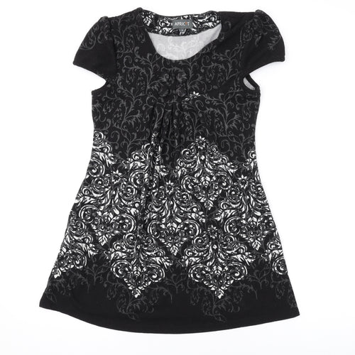 Apricot Womens Black Geometric Polyester A-Line Size S Scoop Neck Pullover