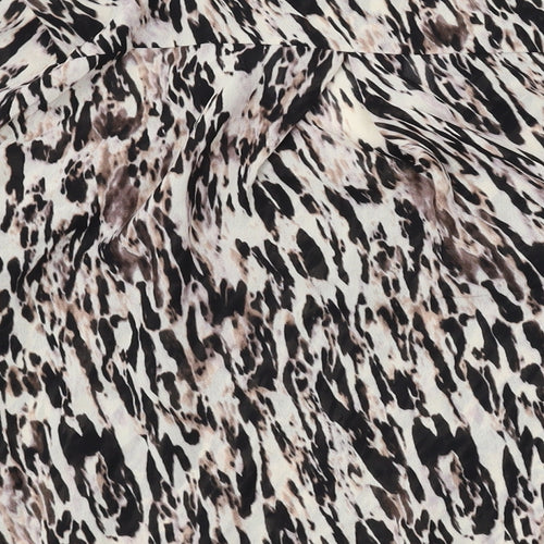 Wallis Womens Brown Animal Print Polyester Basic Blouse Size S V-Neck