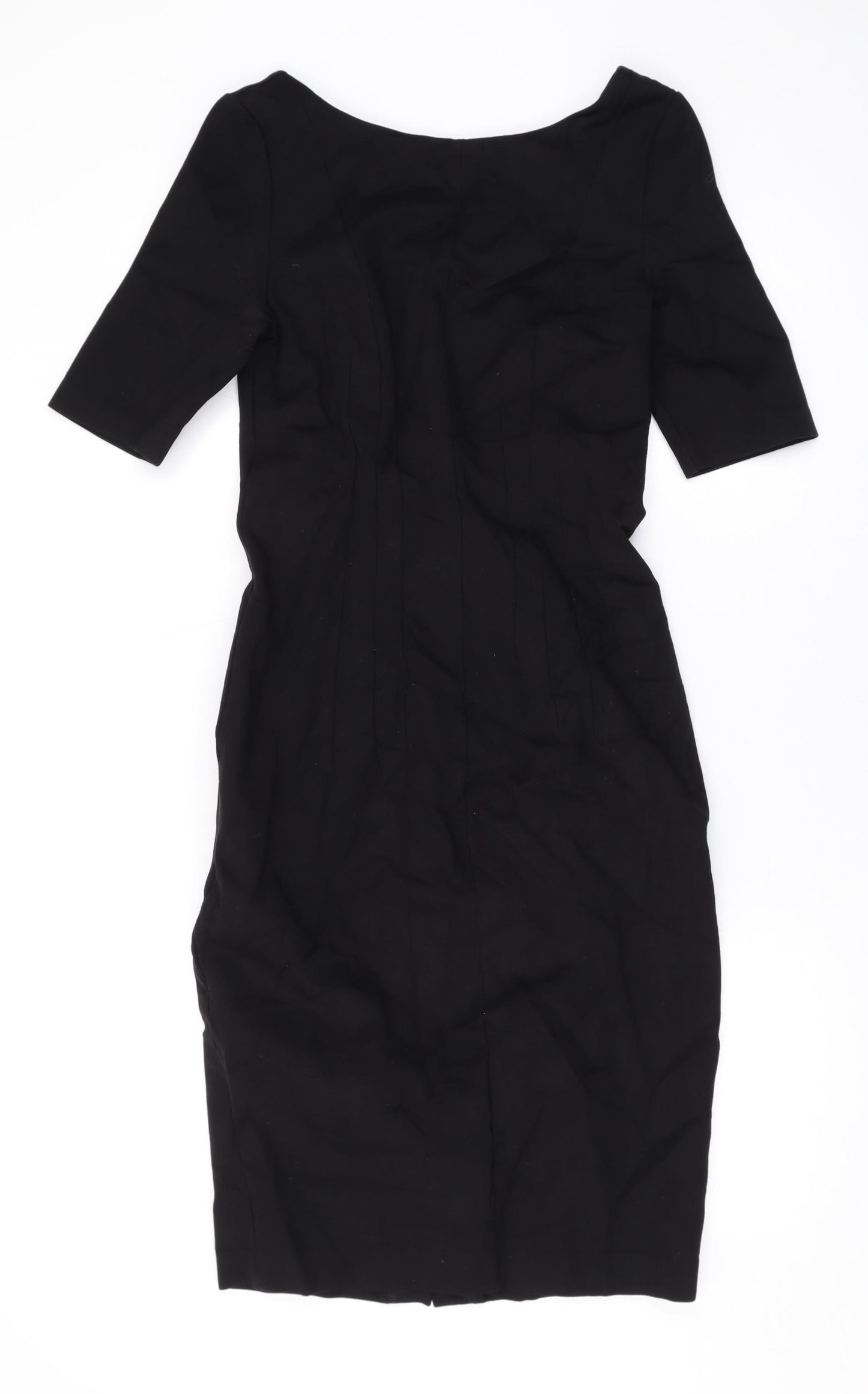 Boden Womens Black Viscose Bodycon Size 12 Scoop Neck Zip