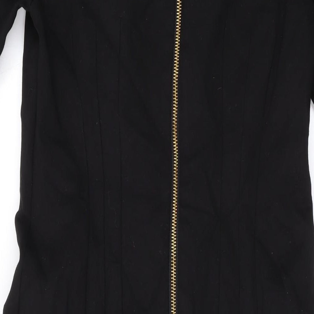 Boden Womens Black Viscose Bodycon Size 12 Scoop Neck Zip