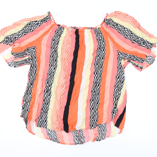 Gap Womens Multicoloured Striped Viscose Basic Blouse Size L Off the Shoulder