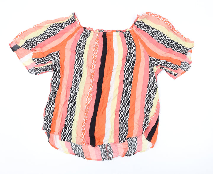 Gap Womens Multicoloured Striped Viscose Basic Blouse Size L Off the Shoulder