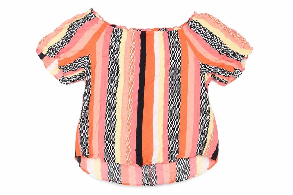 Gap Womens Multicoloured Striped Viscose Basic Blouse Size L Off the Shoulder