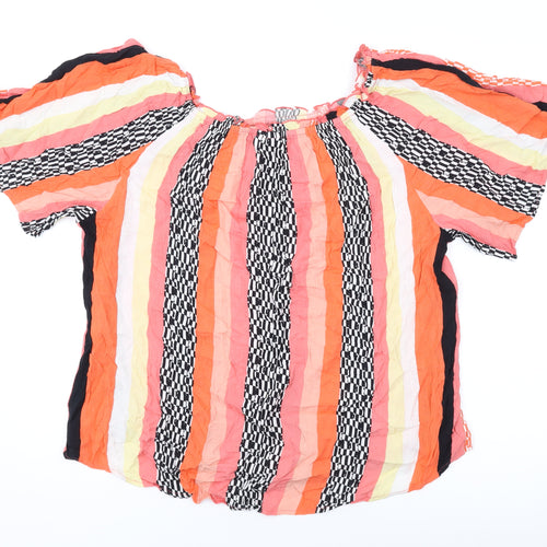 Gap Womens Multicoloured Striped Viscose Basic Blouse Size L Off the Shoulder
