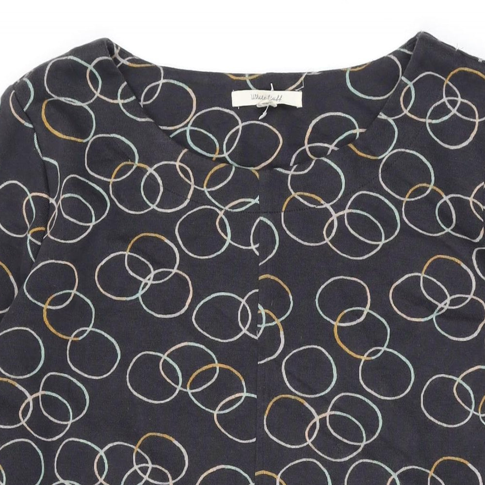 White Stuff Womens Grey Geometric Polyester A-Line Size 14 Boat Neck Pullover