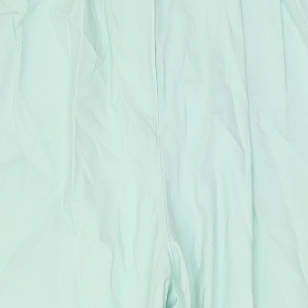 Marks and Spencer Womens Green Polyester Trousers Size 14 L27 in Regular Zip