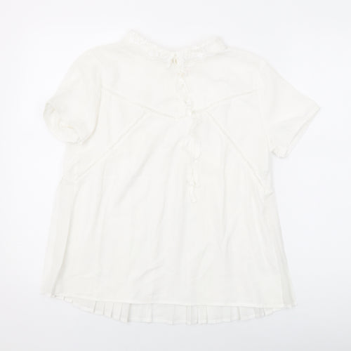 Grace & Mila Womens White Polyester Basic Blouse Size S Round Neck