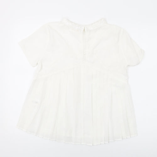 Grace & Mila Womens White Polyester Basic Blouse Size S Round Neck