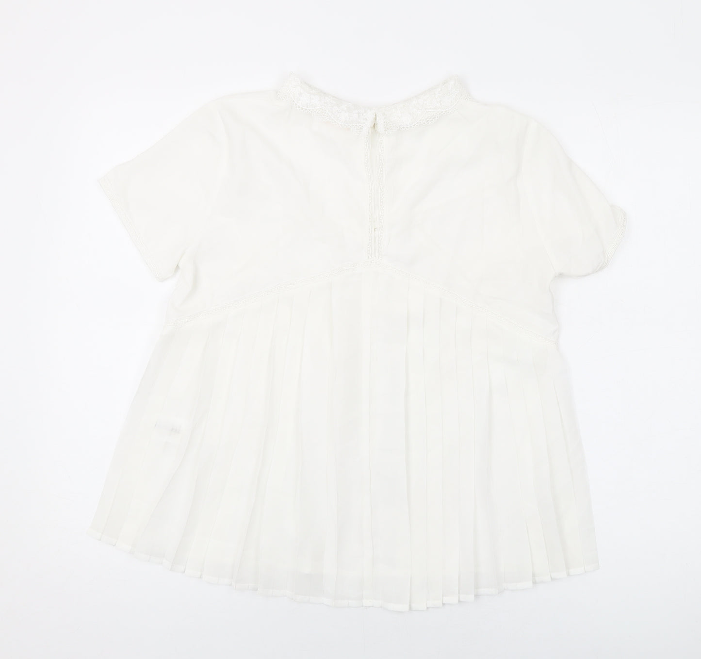 Grace & Mila Womens White Polyester Basic Blouse Size S Round Neck