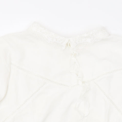 Grace & Mila Womens White Polyester Basic Blouse Size S Round Neck