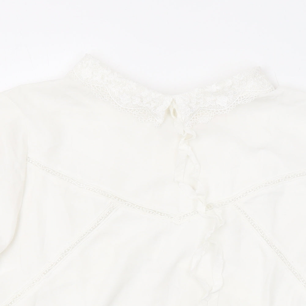 Grace & Mila Womens White Polyester Basic Blouse Size S Round Neck