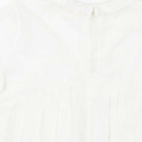 Grace & Mila Womens White Polyester Basic Blouse Size S Round Neck