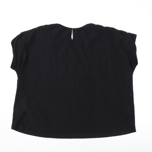 Marks and Spencer Womens Black Polyester Basic T-Shirt Size 12 Round Neck