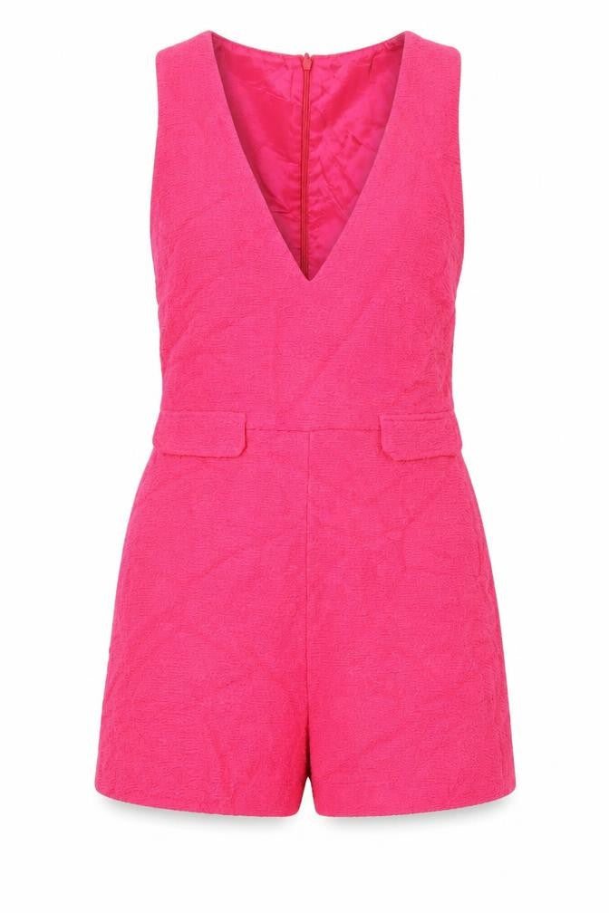 Zara Womens Pink Cotton Playsuit One-Piece Size S L3 in Zip