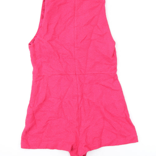 Zara Womens Pink Cotton Playsuit One-Piece Size S L3 in Zip