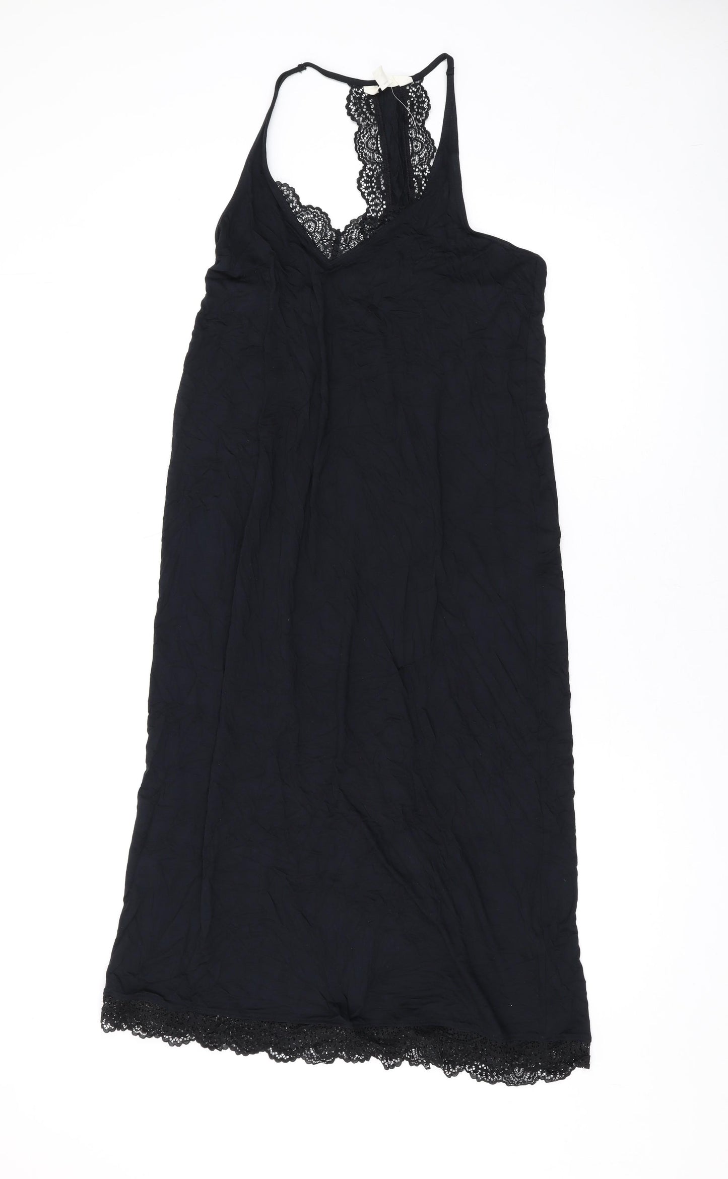 Marks and Spencer Womens Black Solid Viscose Cami Gown Size S