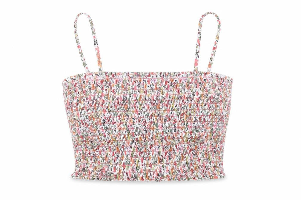 Front view of Next women’s multicoloured floral polyester camisole tank, size UK 14, square neck