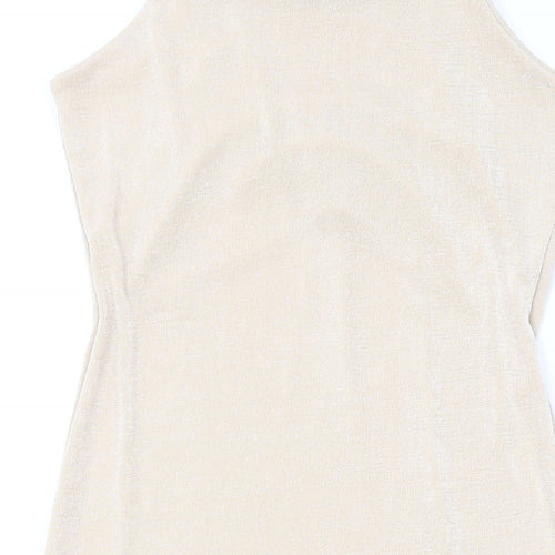 Boohoo Womens Beige Polyester Bodycon Size 12 Square Neck Pullover
