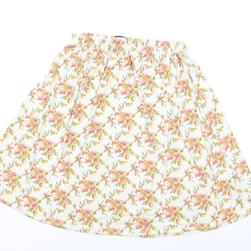 Oh My Love Womens Yellow Floral Viscose Mini Skirt Size S