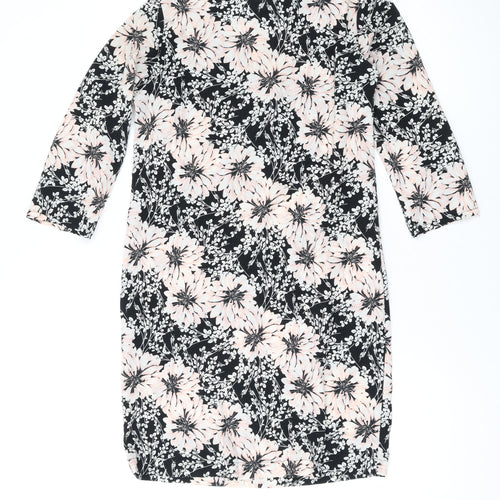 Dorothy Perkins Womens Pink Floral Polyester A-Line Size L Round Neck Button